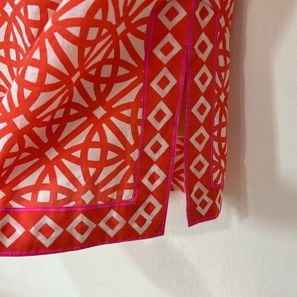 GRETCHEN SCOTT WOMEN TUNIC ORANGE PINK GEOMETRIC PRINT SZ SMALL - Picture 9 of 10
